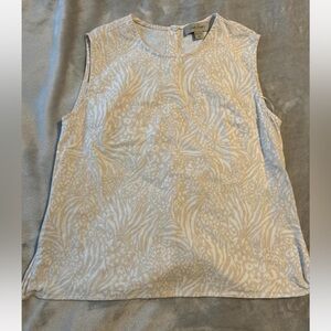 Cream animal Print button down blouse size M